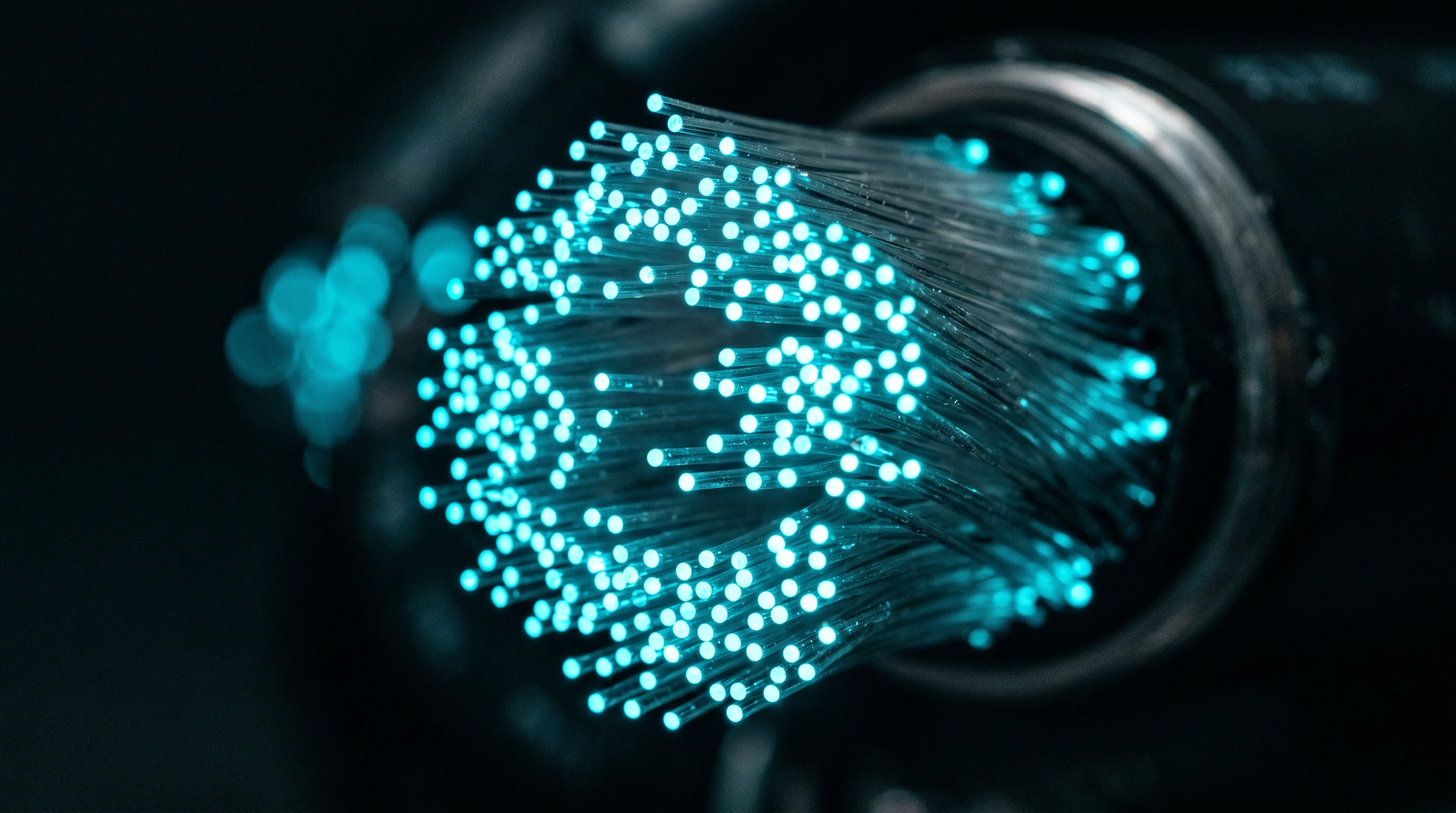 Fibre-optic strands glowing